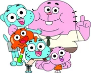 L-R: Nicole Watterson, Darwin Watterson, Gumball Watterson, Richard Watterson, Anais Watterson L-R: Nicole Watterson, Darwin Watterson, Gumball Watterson, Richard Watterson, Anais Watterson