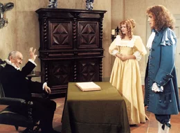 (l-r)  Louis de Fun&egrave;s, Claire Dupray, Frank David