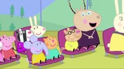 v.li. Peppa Pig, Zoe Zebra, Emily Elephant, Rebecca Rabbit, Candy Cat, Pedro Pony, Madame Gazelle