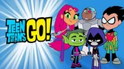 L-R: Starfire, Beast Boy, Cyborg, Raven, Robin