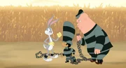v.li.: Bugs Bunny, Rocky, Mugsy