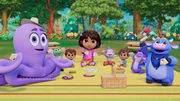 v.li.: Val the Octopus, Isa, Guillermo, Dora, Boots, Isabella, Tico, Benny