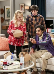 (v.l.n.r.) Bernadette (Melissa Rauch); Howard (Simon Helberg); Raj (Kunal Nayyar)
