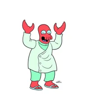 Dr. Zoidberg ist ein Hummer, Mannschaftsarzt im Y3K und geht nur in Sandalen.