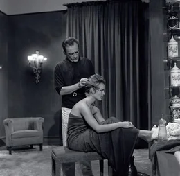 Romy Schneide und Regisseur Luchino Visconti.