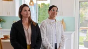 Leslie Davis and Lyndsay Lamb standing in the renovated kitchen during the reveal, as seen on Unsellable Houses, Season 5.