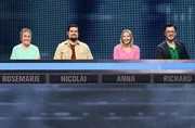 Die Kandidat:innen der Sendung (v.l.n.r. am Panel): Rosemarie Krahwinkel, Nicolai Paasch, Anna Doloschal, Richard Potrykus.
