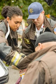 Pictured: (l-r) Emily Foster (Annie Ilonzeh), Matthew Casey  (Jesse Spencer)
