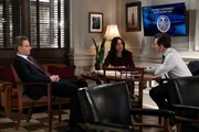 LAW & ORDER -- "Family Ties" Episode 23009 --  Pictured: (l-r) Tony Goldwyn as DA Nicholas Baxter, Odelya Halevi as ADA Samantha Maroun, Hugh Dancy as ADA Nolan Price -- (Photo by:Virginia Sherwood/NBC)
