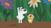 Dog und Puck sind auf Insektengröße geschrumpft. Dog und Puck sind auf Insektengröße geschrumpft.