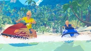 Die Zwillingsbr&uuml;der Sam und Tom d&uuml;sen mit ihren Jetskis in der Bucht vor dem Dorf Maotou herum. Dabei nehmen sie wenig R&uuml;cksicht auf alle anderen um sie herum. Das &auml;rgert Yann und Auru und sie fordern die beiden zu einem Wettrennen auf.