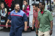 Eric Lamonsoff (Kevin James, li.), Lenny Feder (Adam Sandler), Kurt McKenzie (Chris Rock, re.)