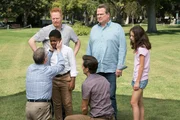 In front L-R: Pepper Saltzman (Nathan Lane), Lionel (Cedric Joe), and Ronaldo (Christian Barillas) In the back L-R: Mitchell Pritchett (Jesse Tyler Ferguson), Cameron Tucker (Eric Stonestreet) and Lily Tucker-Pritchett (Aubrey Anderson-Emmons) In front L-R: Pepper Saltzman (Nathan Lane), Lionel (Cedric Joe), and Ronaldo (Christian Barillas) In the back L-R: Mitchell Pritchett (Jesse Tyler Ferguson), Cameron Tucker (Eric Stonestreet) and Lily Tucker-Pritchett (Aubrey Anderson-Emmons)