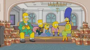 (v.l.n.r.) Homer; Bart; Maggie; Lisa; Marge