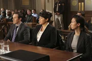 Wegen eines Behandlungsfehlers steht Callie (Sara Ramirez, M.) vor Gericht. Ihr Anwalt (Currie Graham, l.) versucht alles, um sie glimpflich davonkommen zu lassen ...
