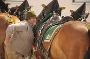 Der Schmerz im R&uuml;cken hindert Stadlbauer (Andreas Geiss) beim Einspannen der Pferde.