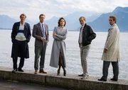 Olaf Nissen (Fabian Hinrichs), David Burger (Alexander Fehling) Giselle Neumayer (Antje Traue), Georg Szepanski (Godehardt Giese) und Uwe Barschel (Matthias Matschke); ARD Degeto DER FALL BARSCHEL, am Mittwoch (30.10.24) um 02:15 Uhr im ERSTEN.