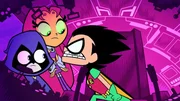 v.li.: Raven, Starfire, Robin
