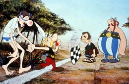 Viel zu einfach diese Aufgaben: Obelix (re.) schaut gelangweilt zu, wie Asterix den Sprinter Merinos durch das Ziel schleppt.