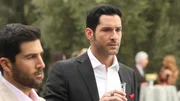 On the right:  Lucifer Morningstar (Tom Ellis)