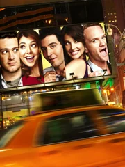 (8. Staffel) - how i met your mother: Ted (Josh Radnor, M.), Marshall (Jason Segel, l.), Barney (Neil Patrick Harris, r.), Lily (Alyson Hannigan, 2.v.l.) und Robin (Cobie Smulders, 2.v.r.) ...