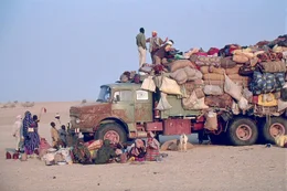 Lastwagen sind die modernsten Fortbewegungsmittel in der Sahara. Trotz ihrer hohen "Belastbarkeit" werden die meisten Waren noch immer auf dem Kamelr&uuml;cken transportiert. Die Trampeltiere sind gen&uuml;gsamer und werden mit den h&ouml;chsten Sandd&uuml;nen fertig.