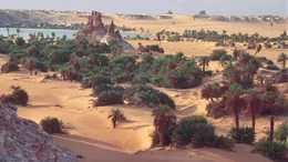 Eine Oase wie aus "Tausend und einer Nacht": Ounianga Kebir. Hier mitten im Tschad k&ouml;nnte einst eine der Quellen des Ur-Amazonas gelegen haben.