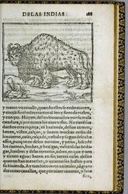 Darstellung eines B&uuml;ffels in einem spanischen Geschichtsbuch von 1554
