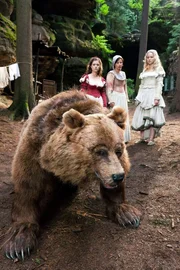 Der B&auml;r hat sich von seiner Verletzung erholt und genie&szlig;t das Zusammenleben mit Schneewei&szlig;chen (Sonja Gerhardt,rechts) und Rosenrot (Liv Lisa Fries, links). Als er beim gemeinsamen Tanz auf Schneewei&szlig;chen st&uuml;rzt, ist die Mutter (Jule Ronstedt, mitte) sehr erschrocken und will den B&auml;ren nicht mehr im Haus haben. Sie jagt ihn fort, wor&uuml;ber die M&auml;dchen sehr traurig sind. http://www.mdr.de/figarino/webchannel/schneeweisschen102.html