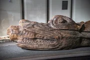 Die h&ouml;lzerne Galionsfigur der &bdquo;Gribshunden&ldquo; (dt.: Greifhund)