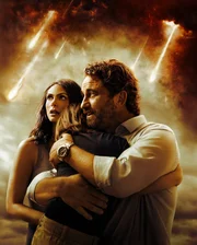 Familie Garrity (Morena Baccarin, l., Roger Dale Floyd, M. und Gerard Butler, r.) muss sich vor einem verheerenden Kometeneinschlag in Sicherheit bringen.