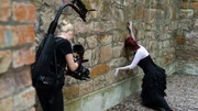 Dreh am Mausoleum Graf Carl von Alten in Hemmingen mit der Butoh-T&auml;nzerin Maren Konn.