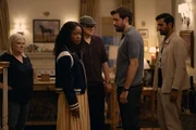 THE 'BURBS -- "The Old Face-To-Face" Episode 105 -- Pictured: (l-r) Paula Pell as Dana, Keke Palmer as Samira, Mark Proksch as Tod, Jack Whitehall as Rob, Kapil Talwalkar as Naveen