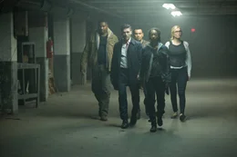 Elizabeth Mitchell, Frank Grillo, Mykelti Williamson   L-R: Joe Dixon (Mykelti Williamson), Leo Barnes (Frank Grillo), Marcos (Joseph Julian Soria), Laney Rucker (Betty Gabriel), Charlie Roan (Elizabeth Mitchell)