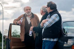 Auf dem Weg nach Rimini: Die drei Freunde Die drei Freunde Helmut (Karl Fischer, li.), Edgar (Bernhard Sch&uuml;tz, Mitte) und Peter (Reiner Bock) reisen nach Rimini.