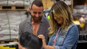 Host Carmine Sabatella and the homeowner, Jenna, learn to make her own terrazzo design, as seen on Inside Out, Season 2.