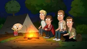 Was macht Stewie (l.) nur mit den Jungs von One Direction (r.)?
