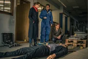 Die SOKOs am Tatort: Katharina Hahn (Bianca Hein, l.), Dr. Weissenb&ouml;ck (Florian Odendahl, M.) und Dominik Morgenstern (Joscha Kiefer, r.).