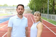 Catia Gubelmann, 400-Meter-Sprinterin und ADHS Betroffene mit Trainer Manuel Evangelista.