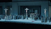 Kreuzigungsszene auf den Oberammergauer Passionsspielen.