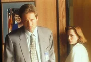 Mulder (David Duchovny) und Scully (Gillian Anderson) verd&auml;chtigen ihren Chef, von einer Konspiration zwischen der Regierung und der pharmazeutischen Firma gewusst zu haben, die 18 Menschen das Leben gekostet hat.