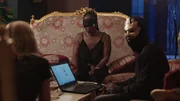 Mariana van Zeller (L) during interview with masked individuals. Mariana van Zeller (L) during interview with masked individuals.
