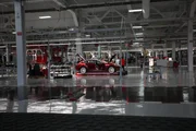 Fremont, CA, USA - Tesla model S being assembled in factory.