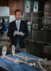Eine genaue Untersuchung des Skeletts bringt Sherlock (Jonny Lee Miller) zu der Erkenntnis, dass das Mordopfer h&ouml;chstwahrscheinlich erw&uuml;rgt worden ist ...