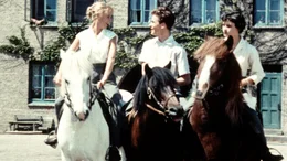 Dalli (Heidi Br&uuml;hl, li.), Ethelbert (Mathias Fuchs) und Dick (Angelika Meissner, re.) auf dem Weg in die Stadt.