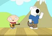 Stewie (l.) kritisiert, dass Babylieder nie die wirklichen Probleme der Babies verarbeiten. Er m&ouml;chte das &auml;ndern und Brian (r.) auch ...