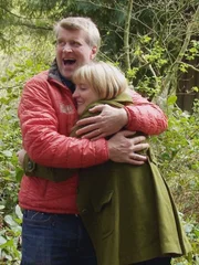 Pete Nelson and the treehouse clients during the reveal.