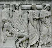 Skulptur einer Szene aus Julius Caesar in der Folger Shakespeare Library in Washington, DC.