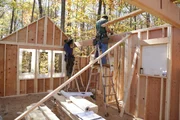 The treehouse building team during the build.