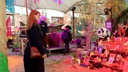 Vor dem Altar f&uuml;r die Verstorbenen auf dem "Dia de los muertos" In Berlin.